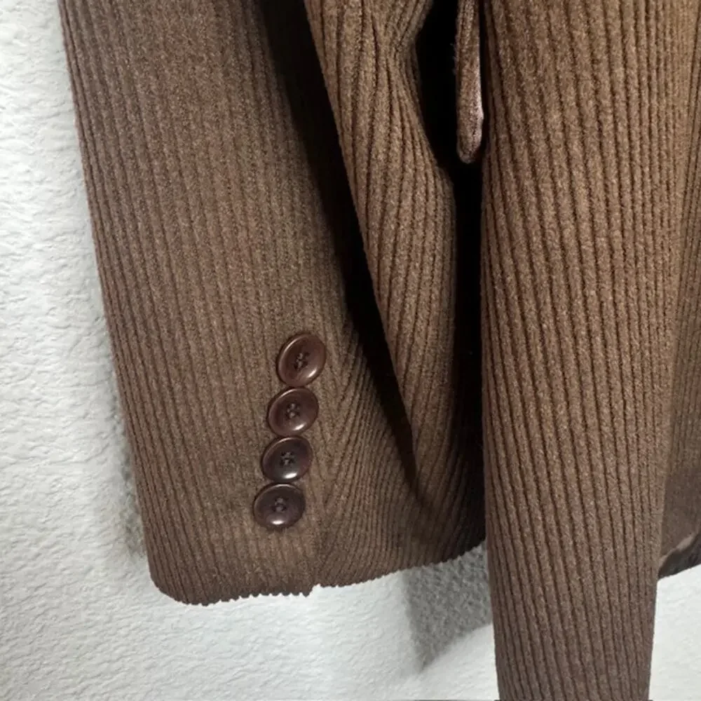 Jos. A. Bank 43L Brown Wool Silk Corduroy 2 Button Sport Coat Blazer